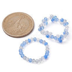 2 個 2 スタイルのガラス編組ビーズフラワーストレッチリングセット女性用  ミックスカラー  内径：17.5~18mm  1個/スタイル&nbsp;RJEW-JR00592