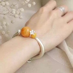 女性用丸型樹脂合金製フラワーバングル  橙色  銀  内径：2.36インチ（6cm）&nbsp;WG4C6B7-01