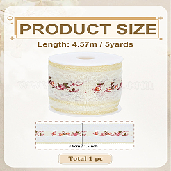 4.57mポリエステルレーストリム  花柄  レッド  1-1/2インチ（38mm）&nbsp;OCOR-LP0004-68A