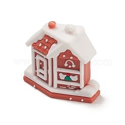 PVCプラスチッククリスマススタイルの大きなペンダント  ハウス  40.5x41.5x21mm  穴：3mm&nbsp;PVC-O001-02J