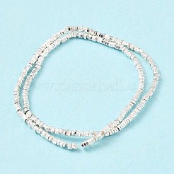 電気メッキ磁気無し合成ヘマタイトビーズ連売り  六角  銀メッキ  2x2.5x0.3mm  穴：0.8mm  約370個/連  16.22インチ（41.2cm）&nbsp;X-G-G849-06S