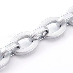 不透明なスプレー塗装アクリルリンクアズキチェーン  クイックリンクチェーン  銀  24x18x4mmと18.5x11.5x5mm  約39.37インチ（1m）/連&nbsp;AJEW-JB00914-02