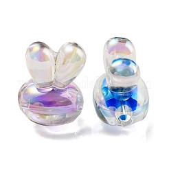 UVメッキレインボー虹色アクリルビーズ  ツートンカラーの二層ビーズ  ウサギの頭部  ミックスカラー  20x15x13mm  穴：3mm&nbsp;PACR-E001-05