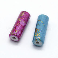 ドローベンチアクリルビーズ  スプレー塗装  コラム  ミックスカラー  13.5x5mm  穴：1mm  約2500個/500g&nbsp;MACR-G056-01