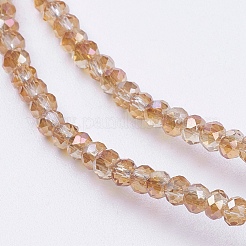 電気メッキガラスビーズセット  フル虹メッキ  多面カット  ロンデル  オレンジ  3x2mm  穴：0.8~1mm  約135~140個/連  11.81~13.38インチ（30~34cm）&nbsp;GLAA-F078-FR06
