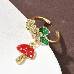 真鍮マイクロパヴェキュービックジルコニアカフスリング  女性用エナメル入り  カドミウムフリー＆鉛フリー  ラックめっき  18KGP本金メッキ  混合図形  2~26mm  usサイズ6 3/4~7(17.1~17.3mm)&nbsp;RJEW-A069-04G