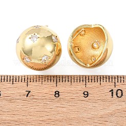 ラウンド真鍮マイクロパヴェクリアキュービックジルコニアスタッドピアス  18KGP本金メッキ  16x16mm&nbsp;EJEW-D346-04G