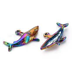 合金ペンダント  カドミウムフリー＆ニッケルフリー＆鉛フリー  鮫  虹色  19x32x5mm  穴：1.8mm&nbsp;PALLOY-S180-082-NR