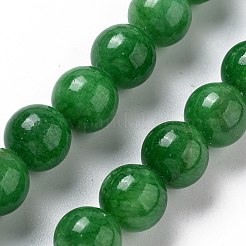 天然石馬山ジェイドラウンドビーズ連売り  染め  濃い緑  10mm  穴：1mm  約41個/連  15.7インチ&nbsp;X-G-D263-10mm-XS13