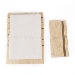竹ネックレス陳列台  L字型ロングチェーンディスプレイスタンド  長方形  マイクロファイバー  17.5x24.5cm&nbsp;NDIS-E022-03