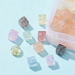 155スタイルの透明クラックルガラスビーズ10個。  染め＆加熱  ロンデル＆スクエア  ミックスカラー  6~8x6~8x4~6mm  穴：1.4mm&nbsp;GLAA-FS0001-47
