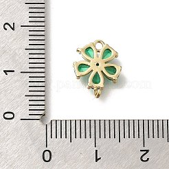 真鍮製マイクロパヴェキュービックジルコニアペンダント  カドミウムフリー＆ニッケルフリー＆鉛フリー  花のチャーム  18KGP本金メッキ  12.5x10.5x3mm  穴：1.2/1.4mm&nbsp;KK-M295-15G-01