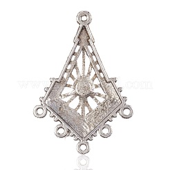 合金シャンデリアコネクターパーツ  クリスタルABラインストーン付き  菱形  アンティークシルバー  46x32x4mm  穴：1.5mm＆2mm&nbsp;PALLOY-P124-03AS