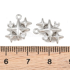 真鍮マイクロパヴェクリアキュービックジルコニアチャーム  スターのチャーム  銀  14x12x4mm  穴：1.2mm&nbsp;CU-CBA804C-05P