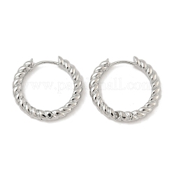 真鍮製フープピアス  ツイスト  プラチナメッキ  19~20x3mm&nbsp;EJEW-D320-22P