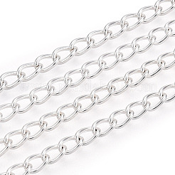 304ステンレススチールカーブチェーン  溶接されていない  銀  5x3.5x0.7mm  約32.81フィート（10m）/ロール&nbsp;CHS-ZX0003-01S