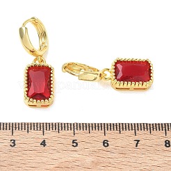 真鍮とガラスのぶら下がりフープピアス（女性用）  長方形  長持ちメッキ  ラックめっき  鉛フリー＆カドミウムフリー  ゴールドカラー  ミックスカラー  32x10mm&nbsp;KK-CBA760A-04G