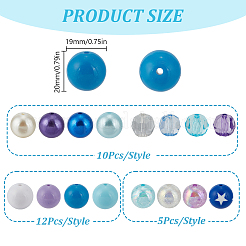 DIYラウンドビーズキット148個  アクリルビーズ入り  プラスチックパール調ビーズ  ミックスカラー  19~20mm  穴：2~3mm&nbsp;DIY-GO0002-66