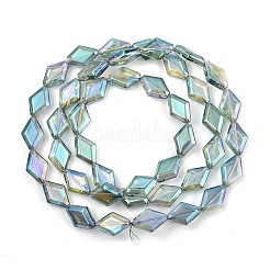 電気メッキガラスビーズセット  菱形  ABカラー  薄緑  15x10x5mm  穴：1mm  約43個/連  25.39''（64.5センチメートル）&nbsp;EGLA-B010-01A-FR02