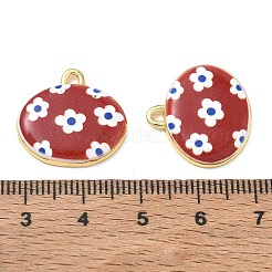 プリントブラスペンダント  楕円形のチャーム  ラックめっき  長持ちメッキ  鉛フリー＆カドミウムフリー  18KGP本金メッキ  ミックスカラー  19x19.5x3.5mm  穴：2mm&nbsp;KK-CBAF9BC-17G