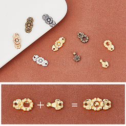80セット5色の花の合金スナップロック留め金  衣料品アクセサリー用クロージャーソーイングファスナー  ミックスカラー  15x7x2mm  穴：1.2mm  16セット/カラー&nbsp;FIND-NB0004-03