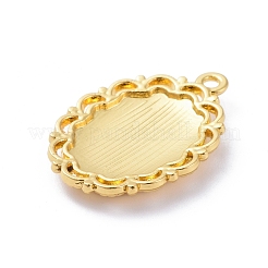 合金カボションセッティングペンダント  プレーンエッジベゼルカップ  オーバル  ゴールドカラー  トレイ：18x13mm  32x23x4mm  穴：2mm&nbsp;X-PALLOY-E577-38G