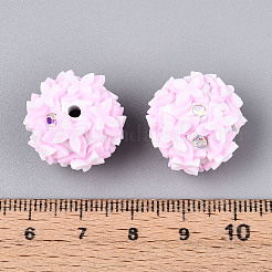 手作りのポリマー粘土ラインストーンと樹脂ビーズ  蝶の丸  パールピンク  18~19mm  穴：1.8~2mm&nbsp;CLAY-T022-01F