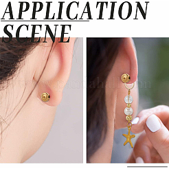 304ステンレススチール製イヤーナット6個  フラットラウンドい耳の後ろ  18KGP本金メッキ  8x3mm  穴：0.8mm&nbsp;STAS-BBC0005-38G