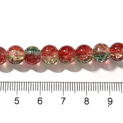 クリスマステーマのクラックルガラスビーズ連売り  ラウンド  ツートン  ブラウン  8~8.5mm  穴：1.2mm  約107個/連  29.92インチ（76cm）&nbsp;X1-CCG-C002-8mm-12
