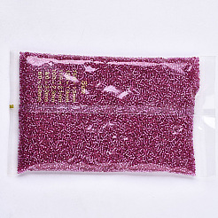 ガラスシードビーズ  機械刺繍に適合  銀並ぶ  ラウンド  赤ミディアム紫  2.5x1.5mm  穴：1mm  約444個/10g&nbsp;X1-SEED-S042-04A-03