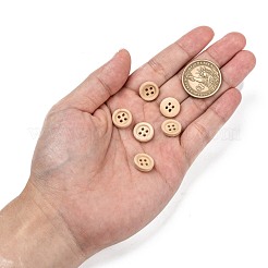 天然ラウンド4穴ボタン  ウッドボタン  小麦  直径約13mm  穴：1mm&nbsp;X-NNA0VFH