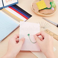 11ctクロスステッチ生地シート  布刺繍生地  衣類工芸品を作るため  鉄縫い針付き  ミックスカラー  15x10~15x0.06~0.07cm&nbsp;DIY-NB0004-11