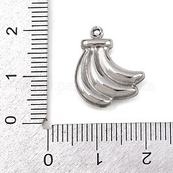 フルーツ304ステンレススチールペンダント  ステンレス鋼色  バナナ  17.5x14x3.5mm  穴：1mm&nbsp;STAS-P418-03D-P