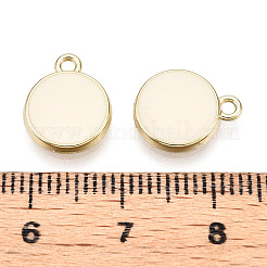 合金ペンダント  エナメル  フラットラウンド  ライトゴールド  古いレース  12.5x10x2.5mm  穴：2mm&nbsp;X-ENAM-S116-05F