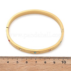 女性用アイ 304 ステンレス ラインストーン バングル  イオンプレーティング（ip）  18KGP本金メッキ  内径：2x2-3/8インチ（5x6cm）&nbsp;BJEW-Z092-09G