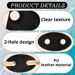 楕円形PUレザーラベルバックル50個  服飾材料  ミックスカラー  34~38x21~22x1.5~2mm  穴：5~5.5mm  50pc&nbsp;FIND-CL0001-57