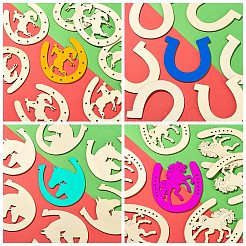 未完成の木の馬蹄形の切り抜き  装飾的な木製の部分  小麦  9~9.3x8.2~8.25x0.2cm  48個/セット&nbsp;WOOD-CJC0009-02