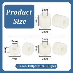 300個3種類のプラスチックビーズ  ホルダーガスケット  コラム  ベージュ  3~7x7mm  穴：3mm  100個/スタイル&nbsp;KY-OC0001-42