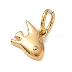 304ステンレススチールチャーム  魚のチャーム  ゴールドカラー  9x10.5x2mm  穴：4mm&nbsp;SA-CBA4801-01G