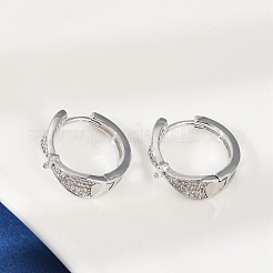 真鍮クリアキュービックジルコニアフープピアス  蝶結び  プラチナ  16.5x6x17mm&nbsp;EJEW-Q016-01P