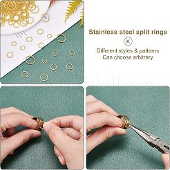 400種類のスタイルの鉄製丸カン4個  DIYジュエリークラフトおよびキーホルダーアクセサリー用の金属コネクター  ゴールドカラー  100個/スタイル&nbsp;IFIN-UN0001-05