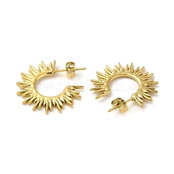 304ステンレススチール製ハーフフープスタッドピアス（女性用）  太陽  ゴールドカラー  22.5x1.5mm&nbsp;EJEW-B054-21G