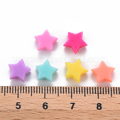 不透明なアクリルビーズ  スター  ミックスカラー  8x9x3.5mm  穴：1.6mm&nbsp;X-MACR-S373-29A