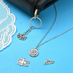 40 個 4 スタイル母の日のテーマ  合金のチベット風チャーム  アンティークシルバー  13~24x20~25x2~3mm  穴：2~2.5mm  10個/スタイル&nbsp;TIBEP-YW0001-82