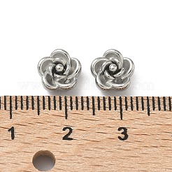 304ステンレススチールビーズ  ローズ  変色防止  ステンレス鋼色  8x8x5mm  穴：1mm&nbsp;STAS-H235-06B-P
