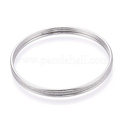 女性用304ステンレススチールプレーンバングルセット3個  リング  ステンレス鋼色  0.2cm  内径：2-3/8インチ（6cm）&nbsp;BJEW-N033-01P