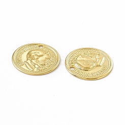 ラックメッキ真鍮フレンチコインチャーム  長持ちメッキ  カドミウムフリー＆ニッケルフリー＆鉛フリー  人間味のあるフラットラウンド  18KGP本金メッキ  12.5x0.7mm  穴：1mm&nbsp;KK-C007-11G