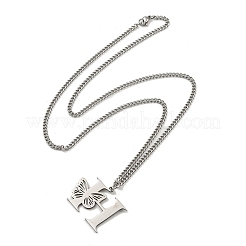 ステンレスネックレス201個  文字h  23.74インチ(60.3cm) p: 26x35x1.3mm&nbsp;NJEW-Q336-01H-P