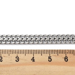 304ステンレススチールチェーンブレスレット  男性用ダブルキューバンリンクチェーンジュエリー  ステンレス鋼色  7-1/2インチ（19.1cm）&nbsp;BJEW-U017-02P