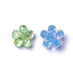 樹脂カボション  スパンコール入り  花  ミックスカラー  12x6.5mm&nbsp;X-RESI-F017-07